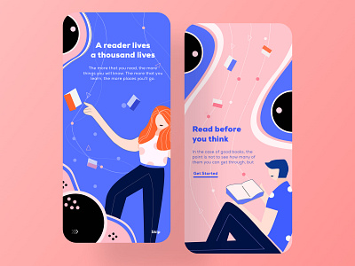 Reading app onboarding app design card course app design flat design illustration ios learning app learning platform minimal mobile app design onboarding screen onboarding ui online product design reading app student app study ui ux vector