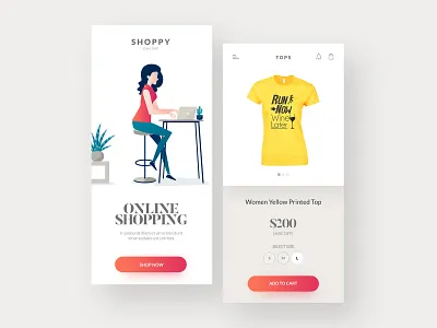 Shoppi : Online Store buy online clean cloths design flat illustration mobile mobile app mobile app design mobile ui online shop online shopping online store shop shopping app ui ux vector illustration woman illustration