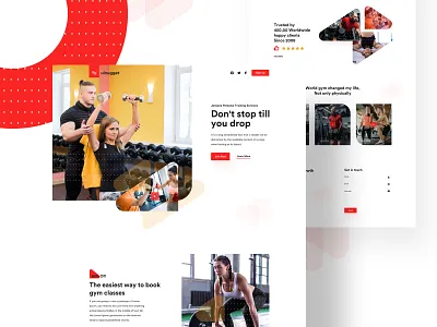 Gym Landing Page agency agent app branding e commerce freelancer gym gym app gymlandingpage homepage illustration landing page minimal product shape typography vector web web design website