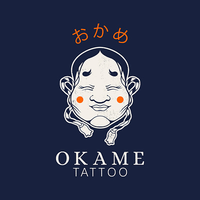 Okame Tattoo asian branding design graphic design illustration japan japanese logo mask okame tattoo typography vector