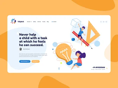 VidyArk Montessori School 📖 app design hero kids landingpage minimalist mockup montessori onepage redesign school theme ui ux web webdesign webdesigner website welcome wordpress