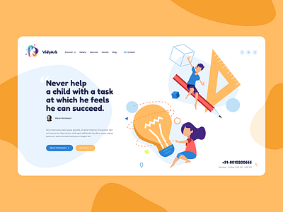 VidyArk Montessori School 📖 app design hero kids landingpage minimalist mockup montessori onepage redesign school theme ui ux web webdesign webdesigner website welcome wordpress