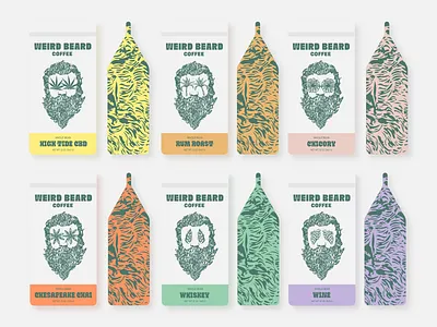Weird Beard Coffee beard coffee bag design flower grapes hops illustration packaging