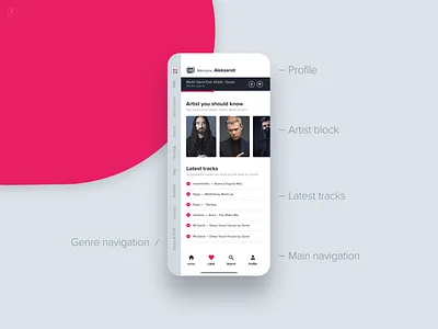 Music App (iOS concept) app applicaiton clean mobile mobile app music music app ui