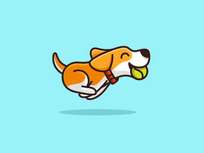 Dog & Tennis Ball adorable ball cartoon cute cute logo dog dog logo doggie fast fun happy illustrative logo logo pet logo playful puppy run running speed tennis