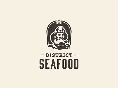 Seafood: Logo One anchor brand branding captain face fisherman logo nautical portrait restaurant sailor seafood silhouette