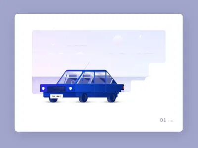 Car study auto beach blue branding car design illustration interface modern modular purple scene sky vector water web