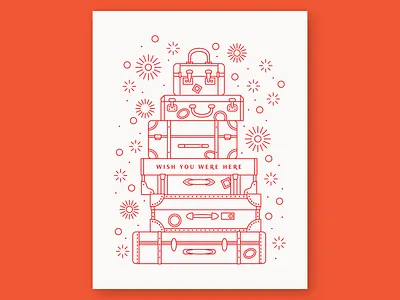 Wish You Were Here geometric geometry icon letterpress linework luggage monoline pattern retro suitcase suitcases travel vacation vector vintage wish you were here