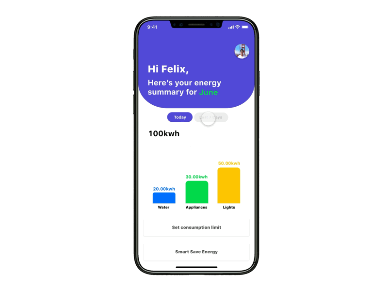 Energy Tracker App adobe animation app dailyui design flat illustration interaction ui ux web xd