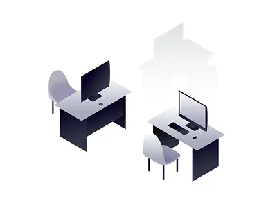 Isometric office 3d chair computer illustration isometric monitor office table work