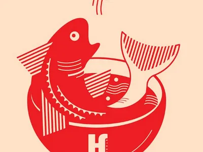 Fishtastic art artwork bowl clean fish illustration noodles poke ramen