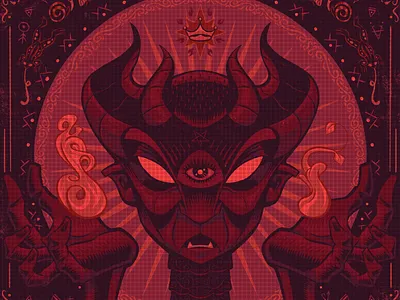 BONVM EX TAEDIO creativity demon design destruction digital drawing good and evil illustration ink macabre magic procreate satan satanic art symbolism symbolist art symmetry