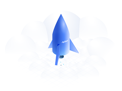 Rocket 3d grid icon illustration isometric launch rocket vector