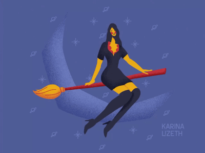 Must be the season of the witch 2d adobe after effects animation broom character character design flat design halloween illustration illustrator lana del rey loop moon motion motion design motion graphics witch