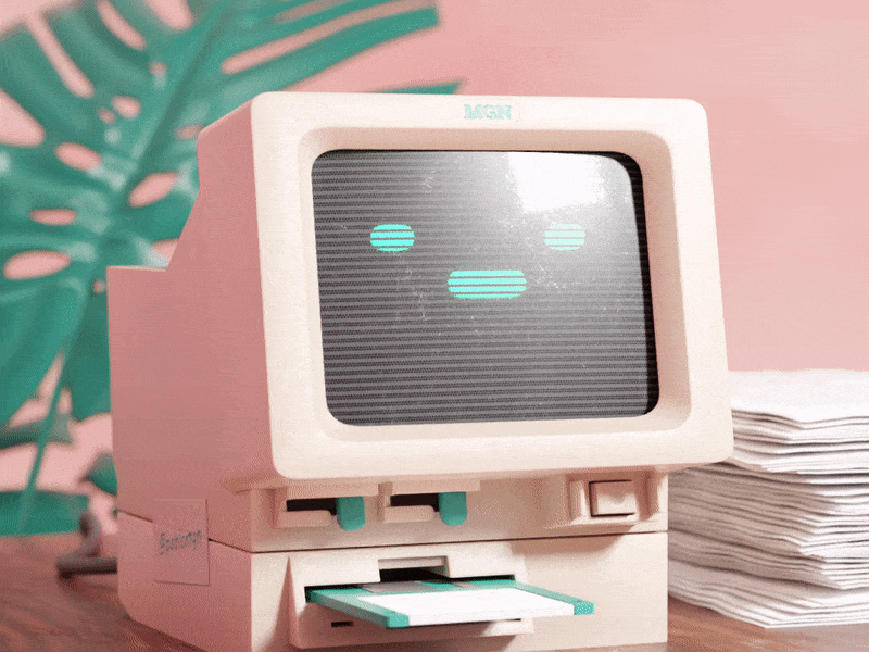 Computer Error 3d animation b3d blender blender3d computer cute electronics green illustration pink retro