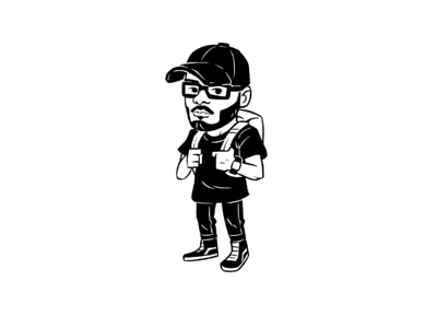 Me. african american black cartoon character design drawing illustration illustrator ink inktober mascot self portrait sketch