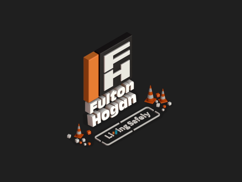 Living Safely - Anim. animation cones fulton hogan fultonhogan logo motiongraphics traffic