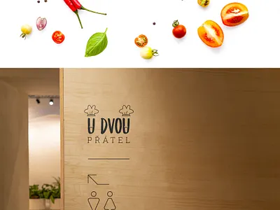 Restaurant "U dvou přátel" branding logo restaurant