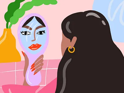 Mirror mirror beauty illustration mental health pink self love