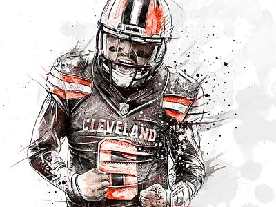 Sport illustration for Bleacher Report: Baker Mayfield digital art drawing football illustration nba pencil photoshop portrait sport wacom watercolor
