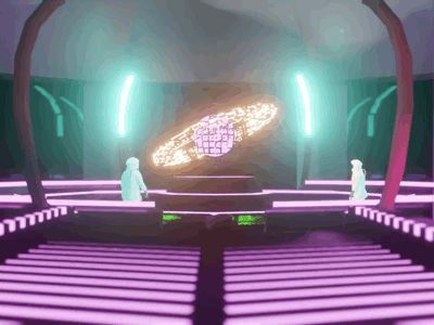 ah yes, the hologram is working 3d 3d animation animation astronaut blender eevee green jupiter purple sci fi spaceship