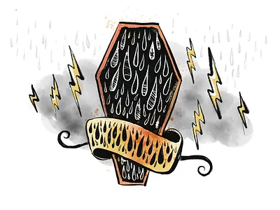 Stormy casket adobe adobe fresco casket drawing fresco illustration ipad lightning rain tears