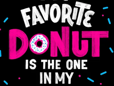 Donut cyan distress lettering magenta marker procreate san serif