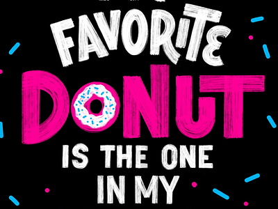 Donut cyan distress lettering magenta marker procreate san serif