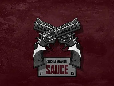 Secret Weapon Sauce beer black burgundy craft beer design graphic graphic design graphic art graphic artist graphic artists gun guns illustration illustrator pistol pistols secret vector weapon white