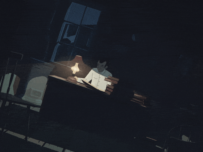 Gant: Bernard working late cel character animation illustration traditional animation