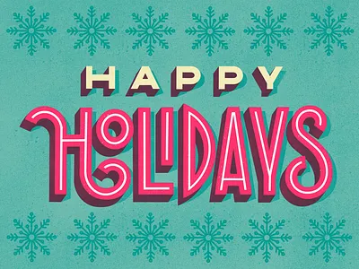 Happy Holidays dimensional in line lettering procreate san serif shade shadow texture