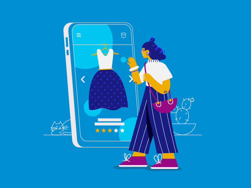 Choose Your Dream Dress animation app cat character dress fashion flat gif girl loop mobile pants