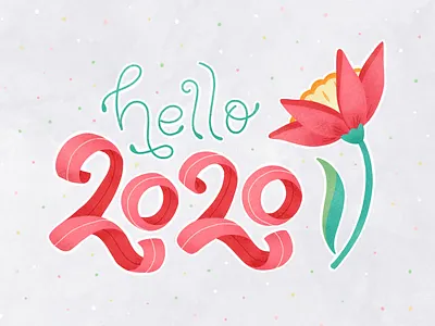 hello 2020 2020 floral hand lettering illustration lettering new year procreate ribbon