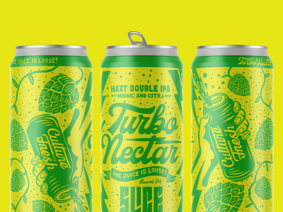 Turbo Nectar beer branding craft beer dipa hops illustration ipa juice lettering logo nectar packaging turbo typography