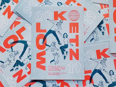 Risograph holiday cards 2019 bold cats holiday illustration people risograph typography