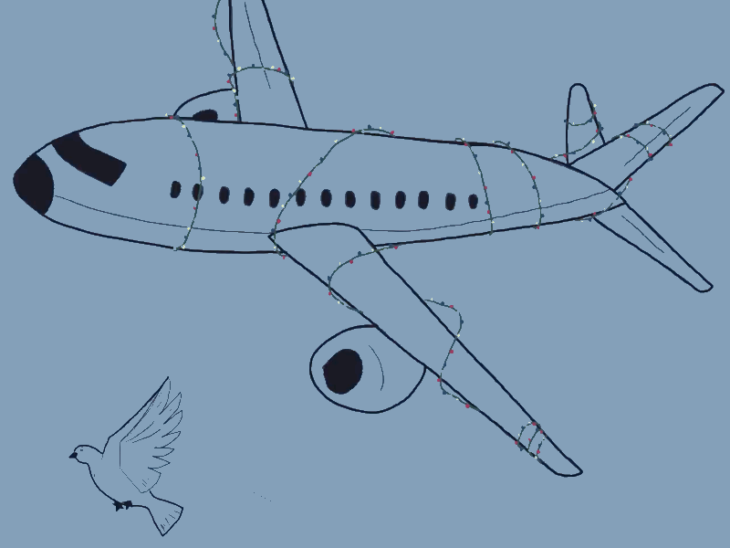 Holiday travels airplane blue christmas gif holidays illustration lights travel