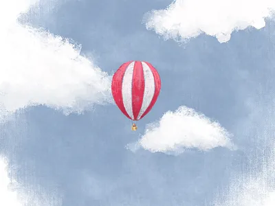 Drifting colour collective hot air balloon illustration wedgewood blue