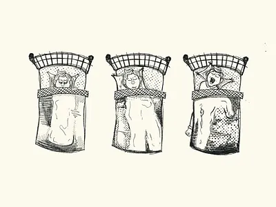 “The Sleeper” Hand Illustration bed bedframe black boy character creame drawing editorial editorial illustration hand drawn illustration peaceful pencil print procreate scared sketch sleep snoring