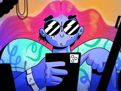 Hiding Our Addiction gradients illustration procreate texture