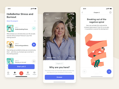 Online Mental health course app course education health mental health mobile online education ui units ux video