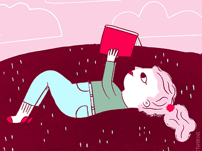 Daily Drawing cat digital art illustration reading