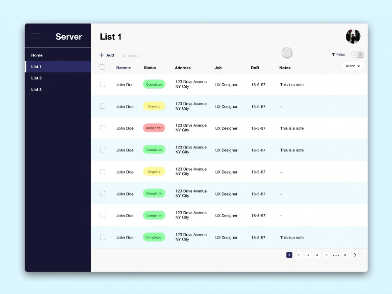 Sortable List View column data flinto list list view sort sortable sortable list table ui user interface view