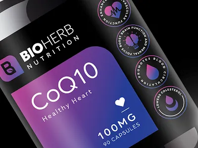 CoQ10 Label Design brand branding design graphic artist graphic design health brand label design package design packaging product design