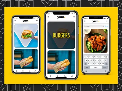 yum. app design black gold invision invision studio ios iphone mobile ui ui design ux ux design web yellow