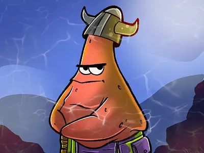 Patrick the Viking art artwork cartoon doodle draw drawing illustration ipad pro patrick star procreate sketch spongebob spongebob squarepants