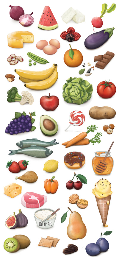 Groceries food fruit illustration plate the food pyramid vegetables