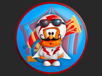 Cannon. Man badge cartoon procreate
