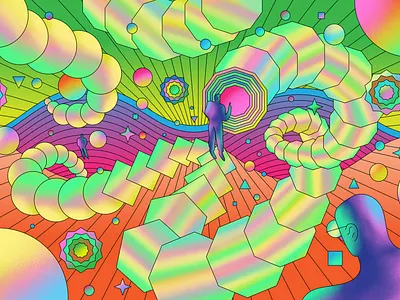 Complexity - Wired Japan affinity designer blockchain design editorial illustration glow graphic illustration illustrator internet psychedelic retro science surreal technology vector vector illustration vibrant virtual world web weird