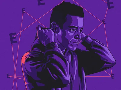 Mr robot illustration vector
