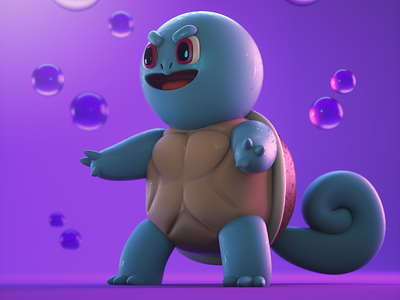 squirtle 3d c4d game illustration nintendo pokemon render squirtle